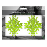 Glow Fashion Pasties Set - Neon Green Glow in the Dark Crystal Pasties for Parties and Festivals Green Pasties